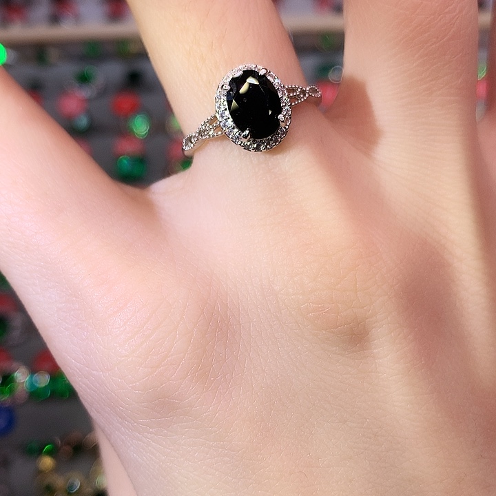 蓝宝石戒指银S925镶嵌