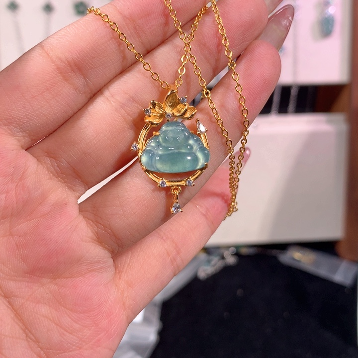 翡翠银S925镶嵌颈饰573蓝