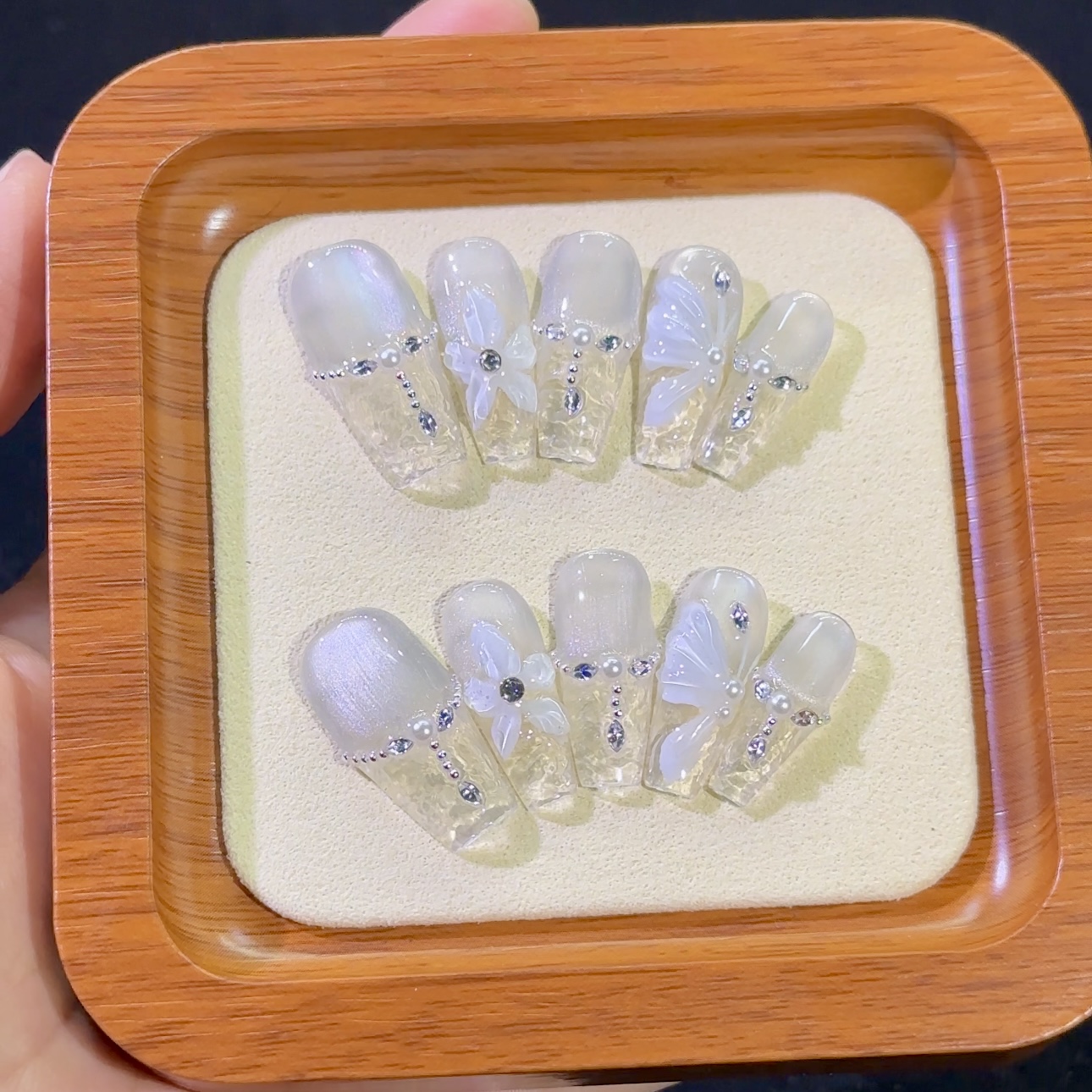 【碎碎冰】冰透夏日清凉感十足的气质纯手工穿戴甲