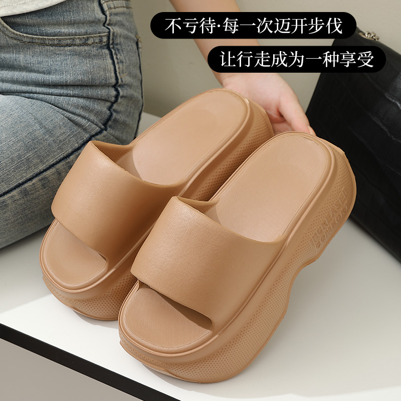 足康乐软底凉拖鞋女士2025新款厚底增高外穿时尚踩屎感沙滩拖鞋女