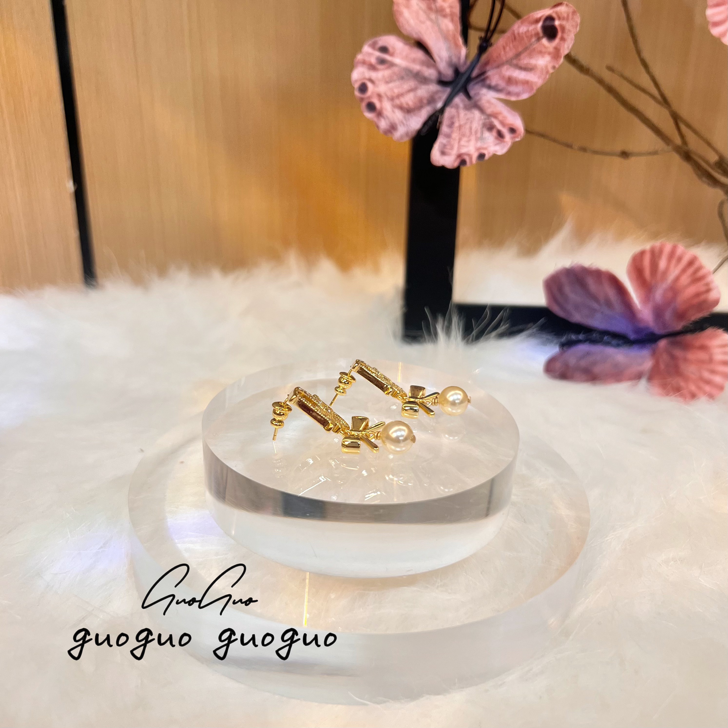 铜合金耳饰 GuoGuo推荐蝴蝶结吊坠耳环