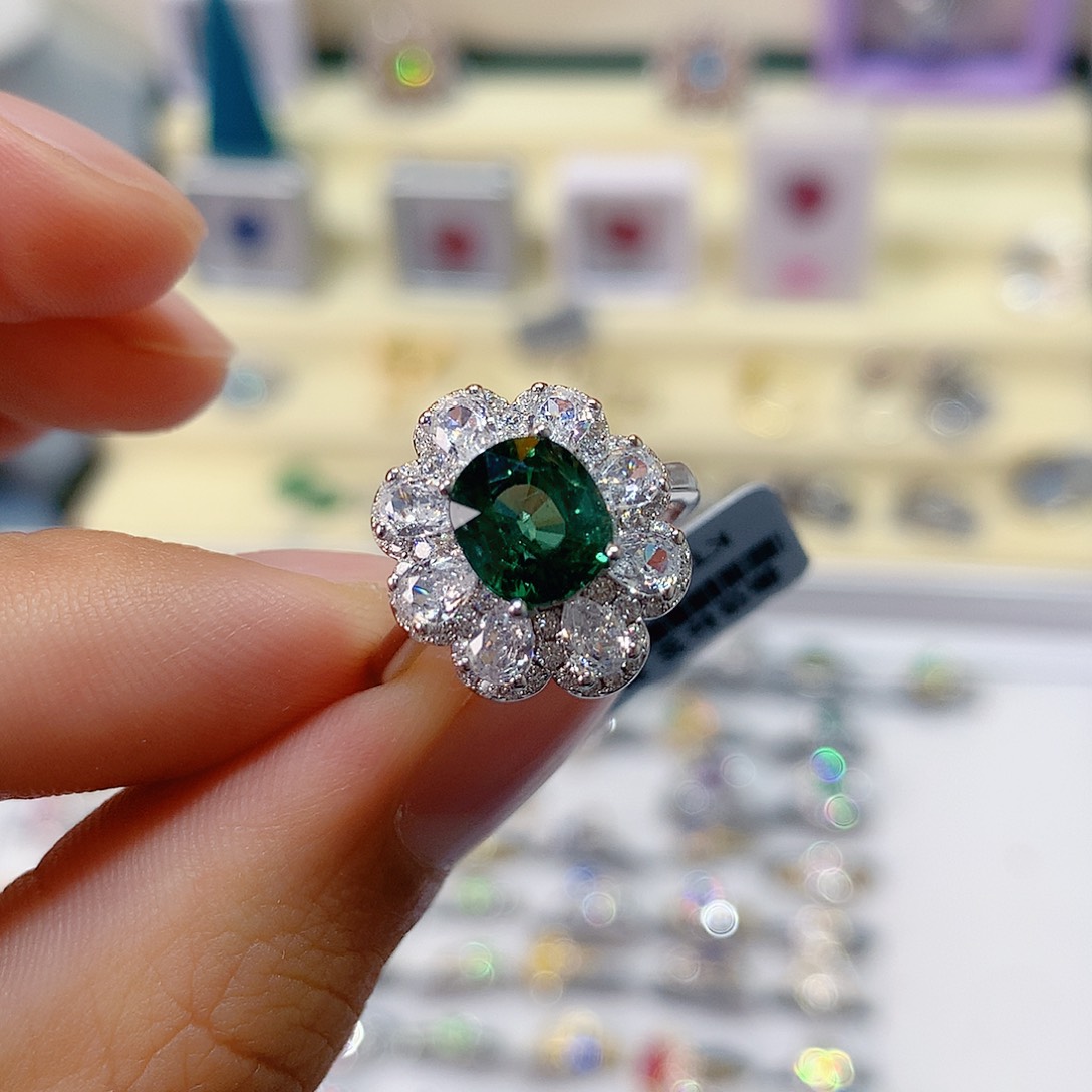 我***猫银S925镶嵌戒指戒指碧玺