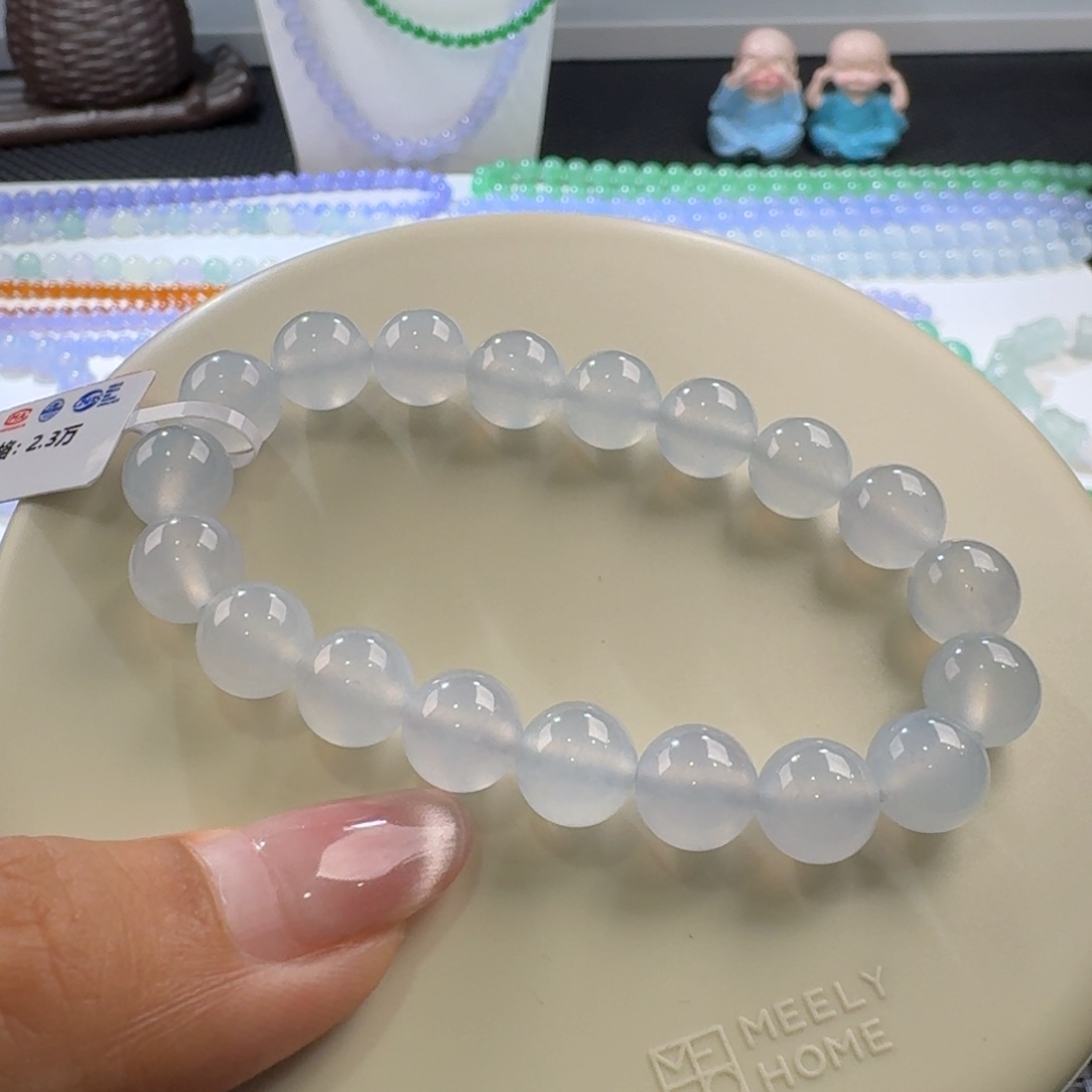 翡翠手链未镶嵌木纳超纯白月光卡10