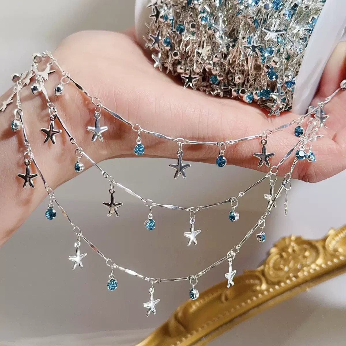 编号346 银蓝色海星链条
