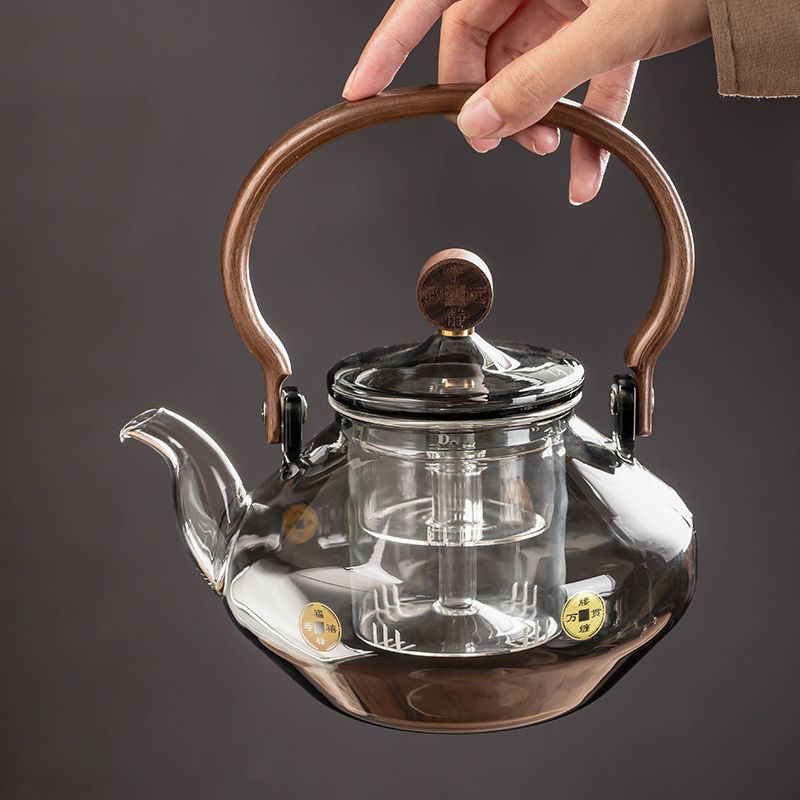 加厚耐热玻璃提梁煮茶壶茶水分离腰缠万贯家用办公蒸煮蒸汽蒸茶