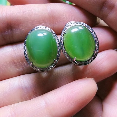 和田玉戒指银S925镶嵌