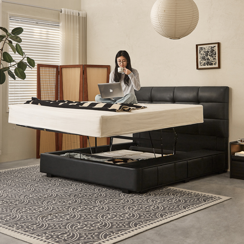 木陌榻榻米北欧家具云栖床储物现代简约主卧皮质意式家用高箱大床