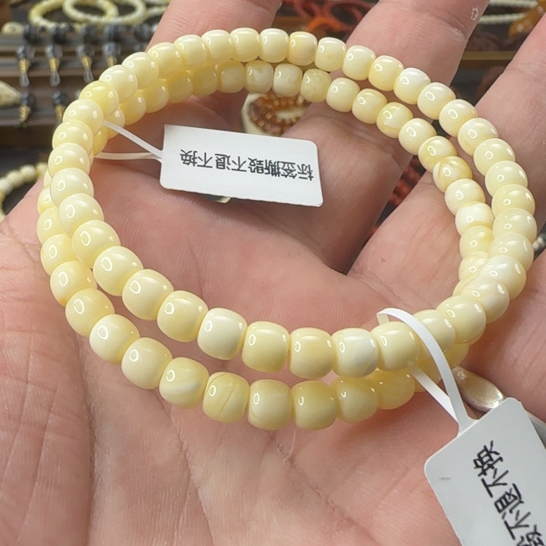 蜜蜡未镶嵌手链瓷白精工单圈多样性发其一