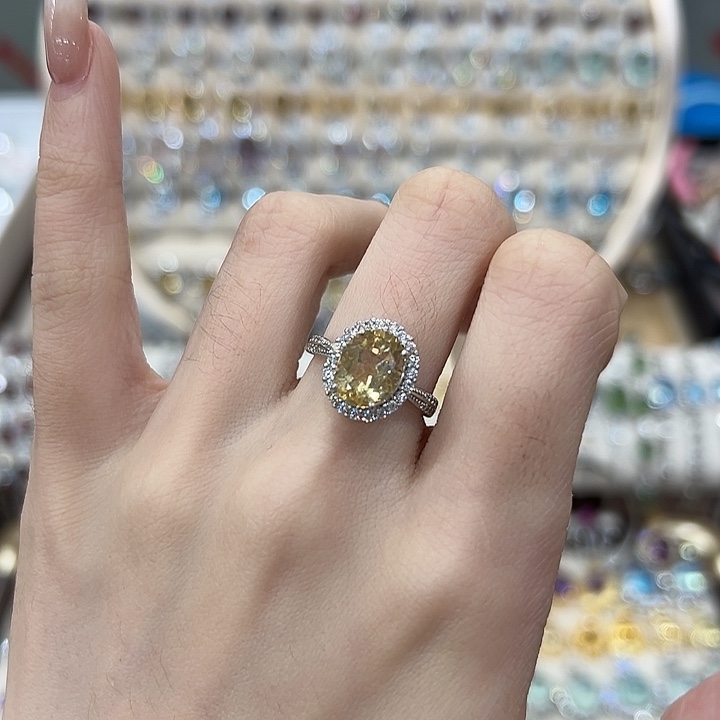 财***贝戒指黄晶银S925镶嵌
