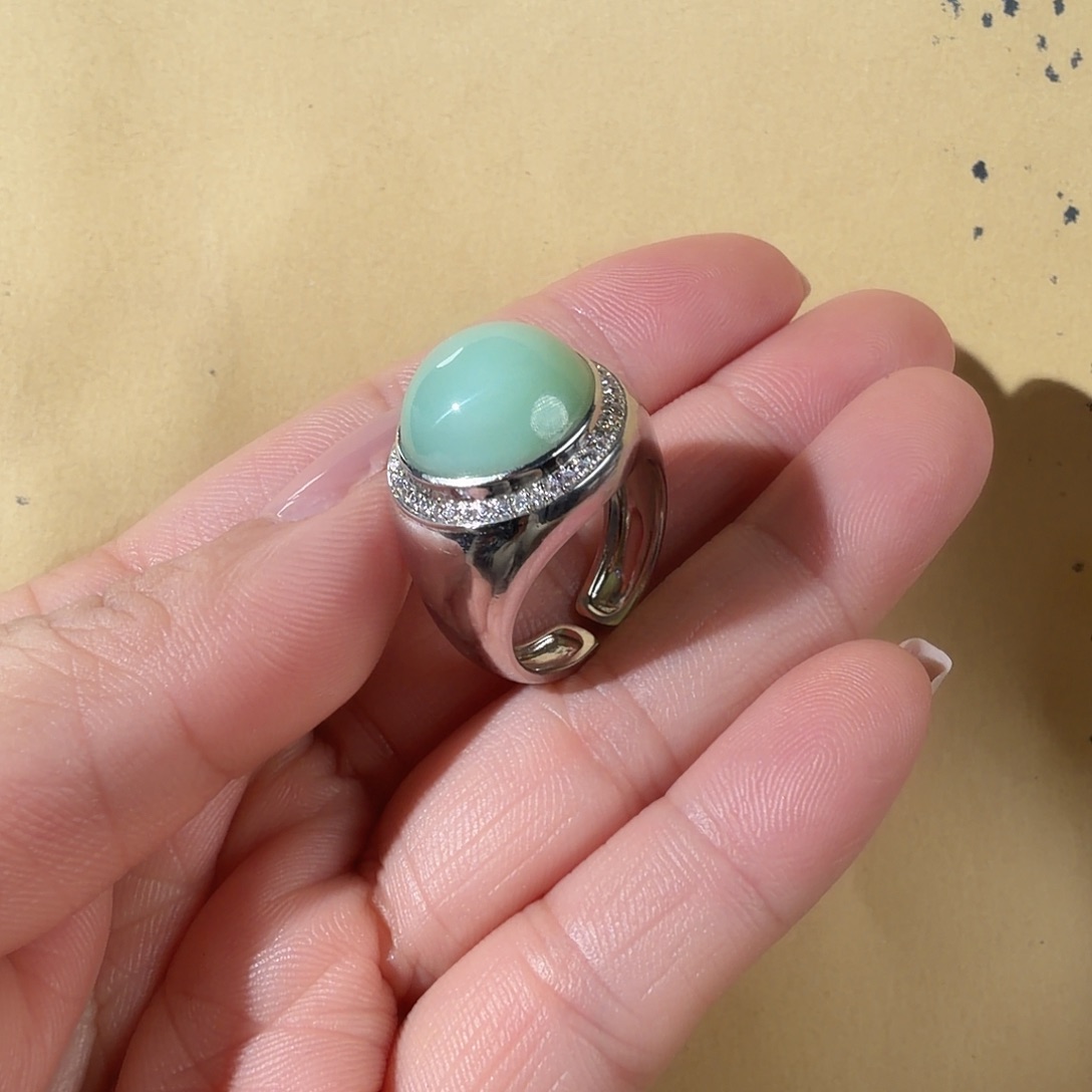 和田玉（碧玉）银S925镶嵌耳饰