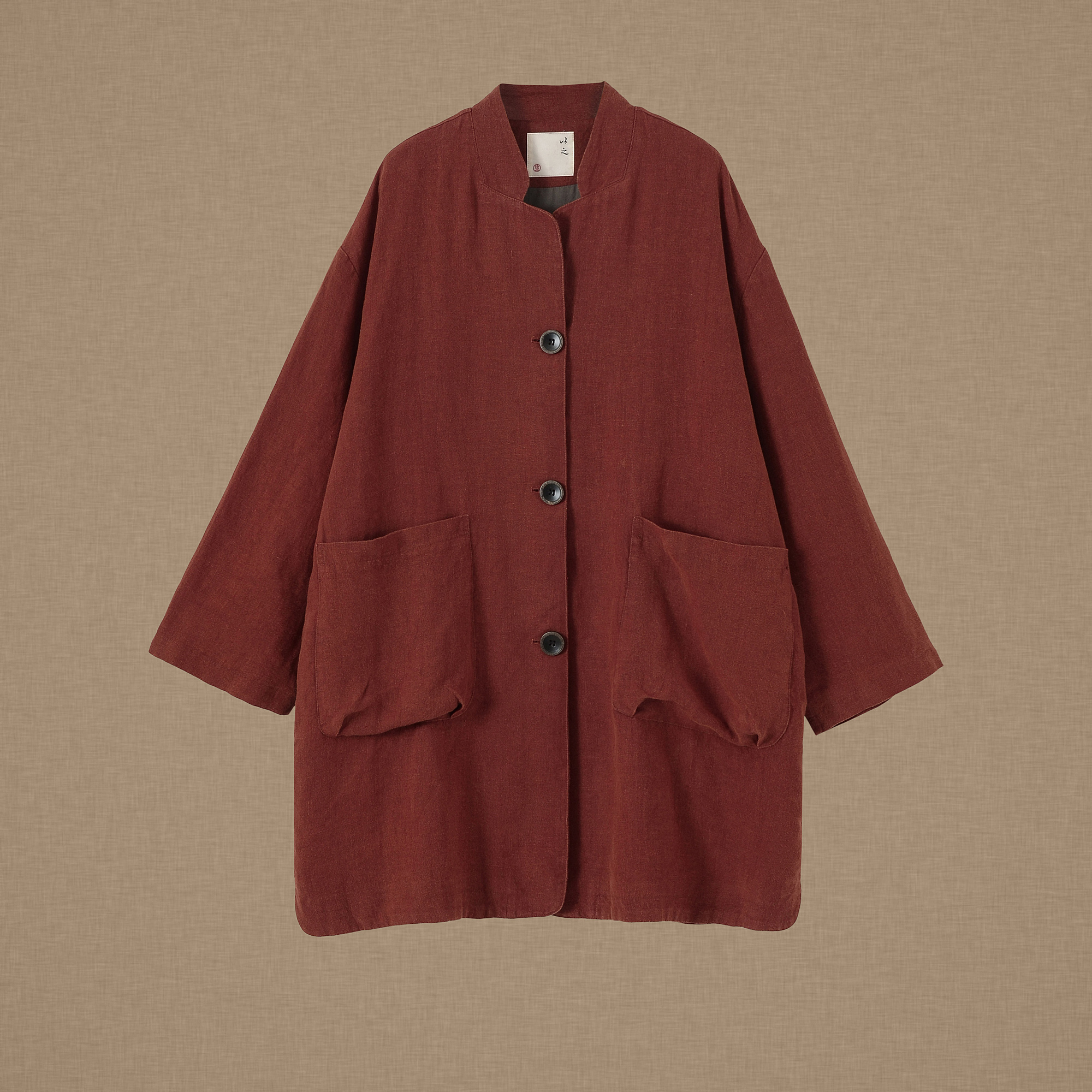 【以之】设计师品牌原创复古百搭亚麻双层外套宽松大码秋季外披