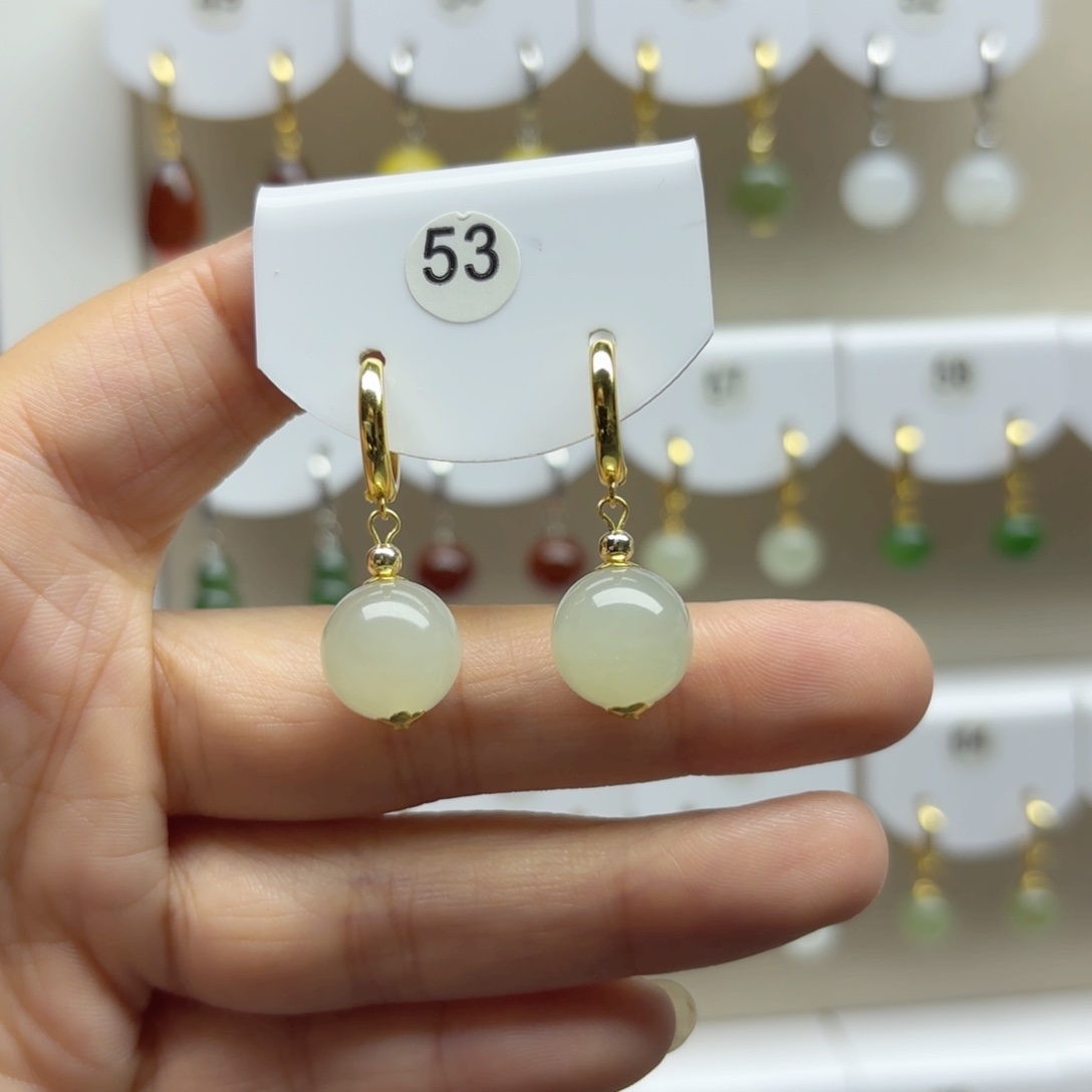 银S925镶嵌和田玉耳饰