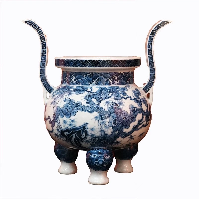 【又见春风】青花松竹梅三足香炉