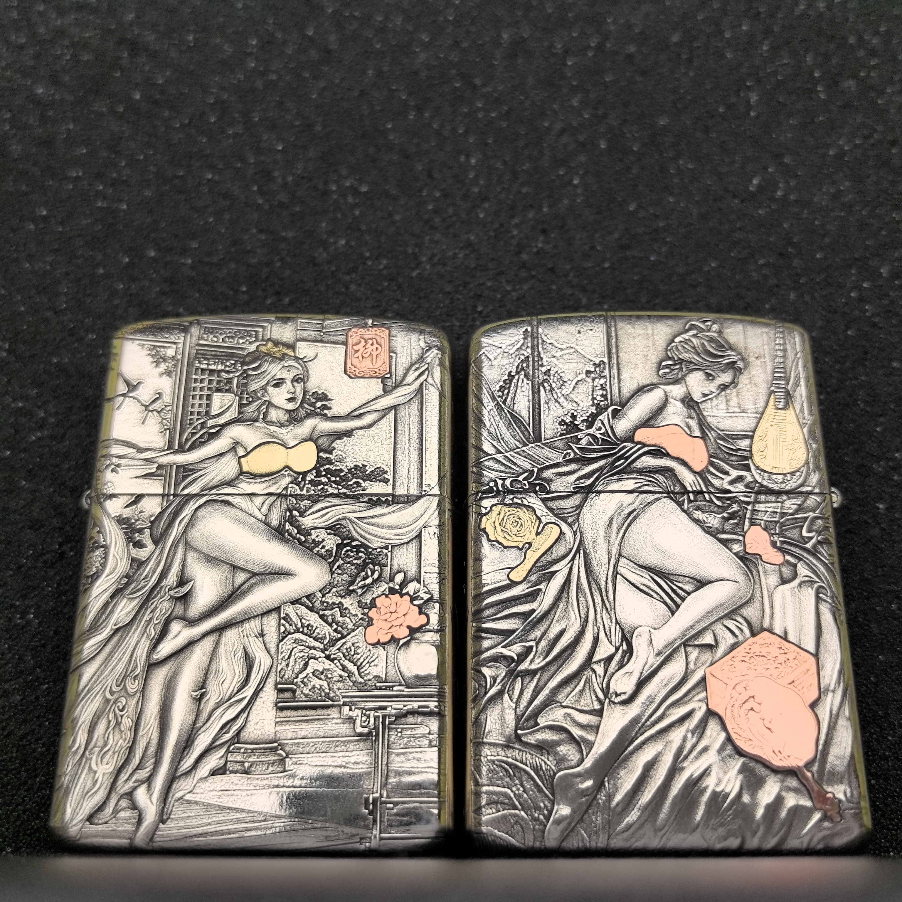ZORRO2代902S盔甲(柳如是)双面浮雕镶嵌煤油打火机[云川工作室]