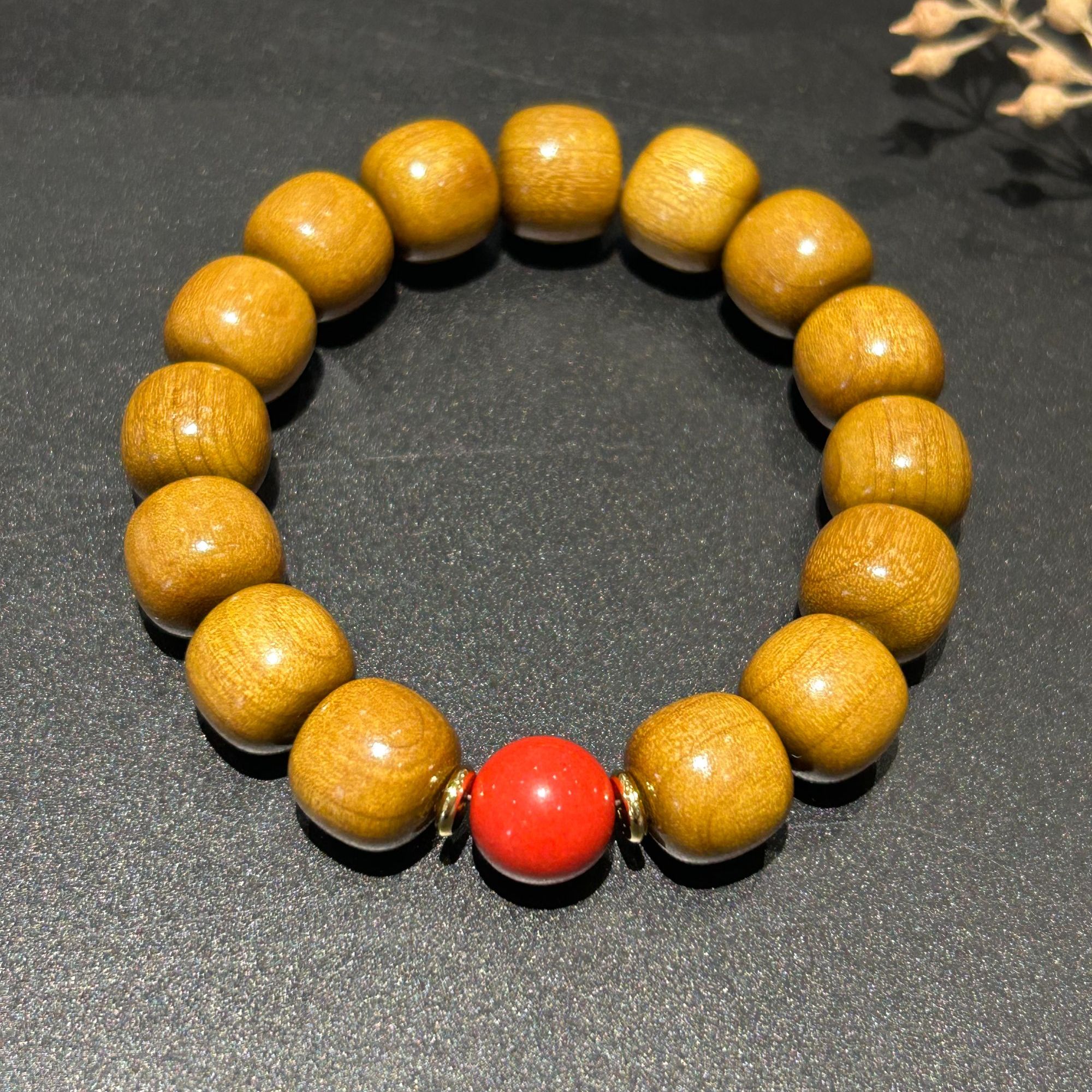 【红红火火】湄洲岛妈祖庙宝珠+金丝楠老型珠1.2*1.3单圈手串
