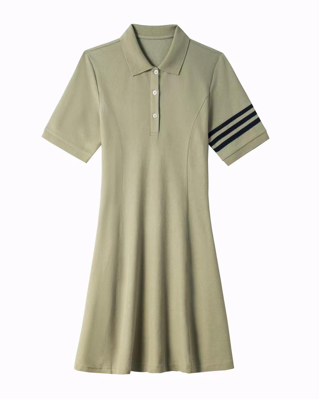 （黄小西）polo领A字裙休闲百搭高腰气质夏季新款