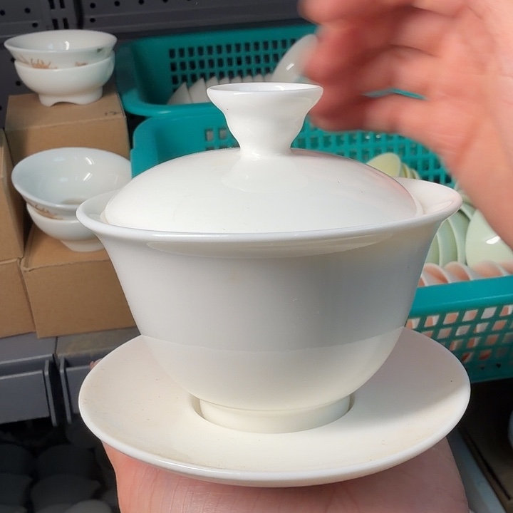 孤品羊脂玉白色盖碗