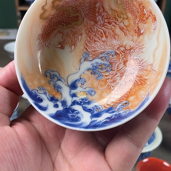 杯子青花斗彩普洱杯