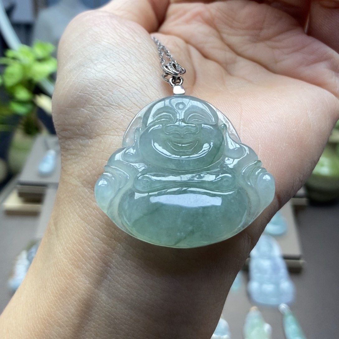 翡翠颈饰银S925镶嵌吊坠C100