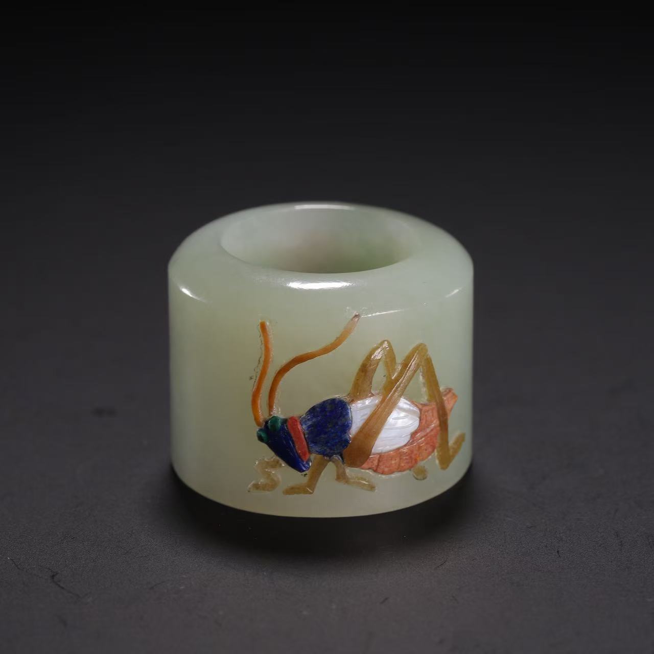 【程田文物】和田玉镶嵌扳指-251218-1