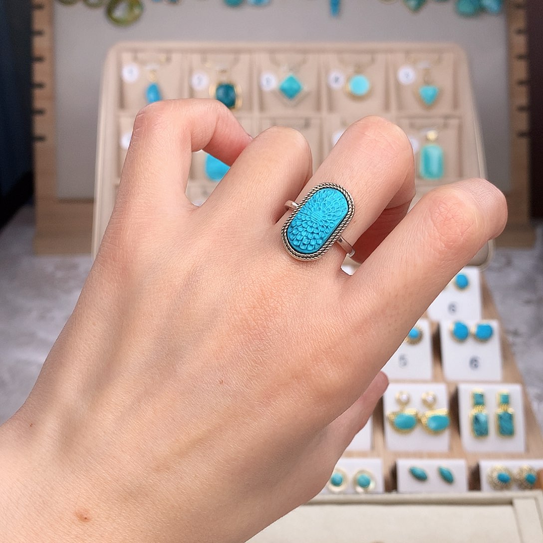 绿松石戒指银S925镶嵌