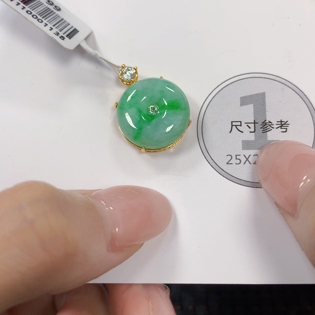 翡翠银S925镶嵌颈饰天然翡翠a货 百元以上9米证书费自理