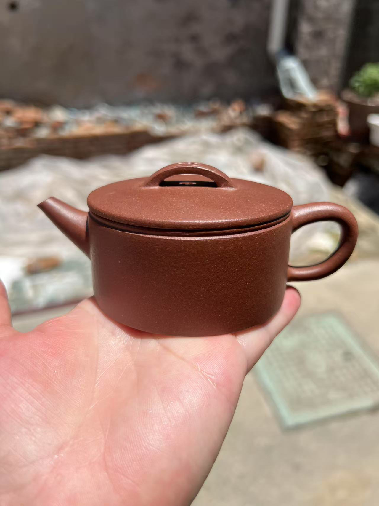 宜兴全手工红泥小容量紫砂壶，汉瓦，底槽青，半手工制作，容量130cc