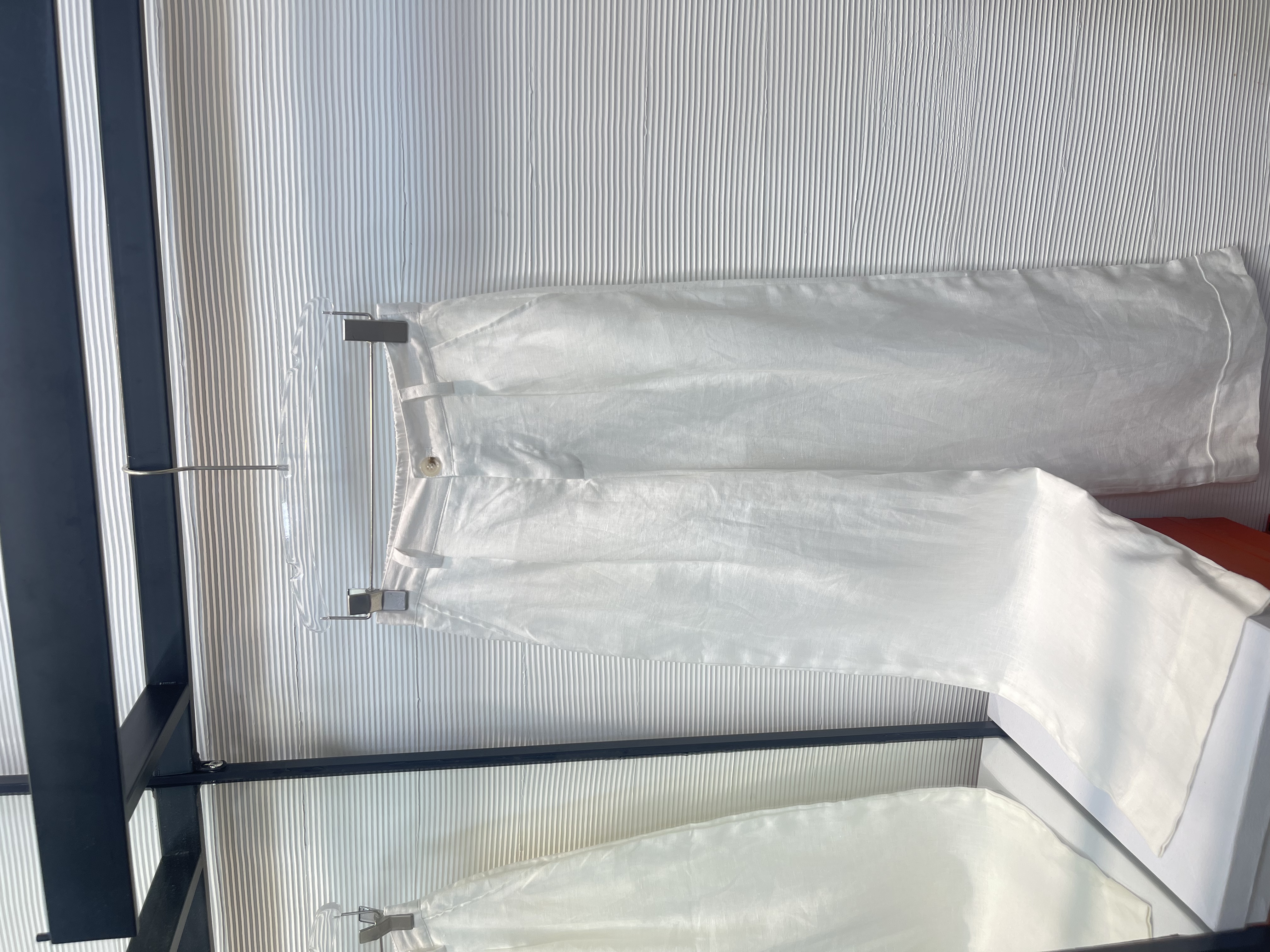 7108#南油高端女装亚麻纯白裤子