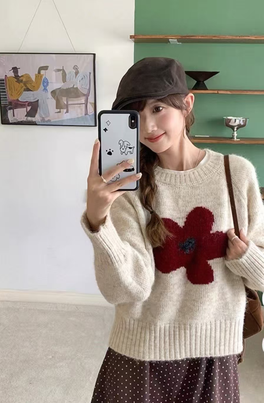 【玫卡】女装2025秋季甜妹小个子毛衣针织衣服5109