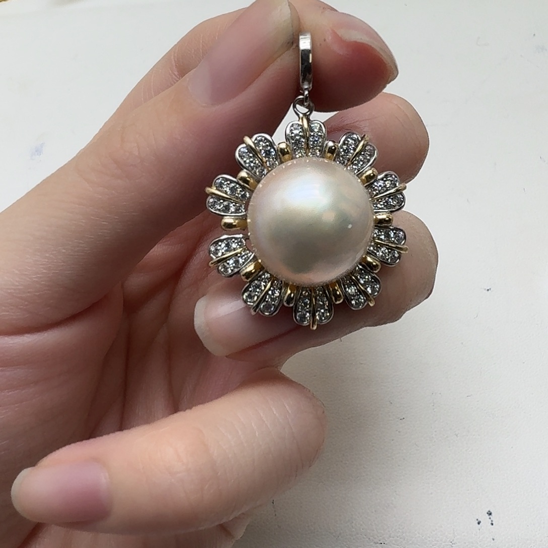 拼合珍珠（马贝珠）银S925镶嵌颈饰