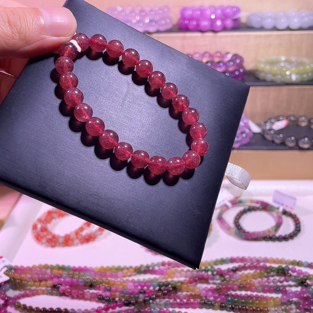 未镶嵌水晶手链草莓晶8m