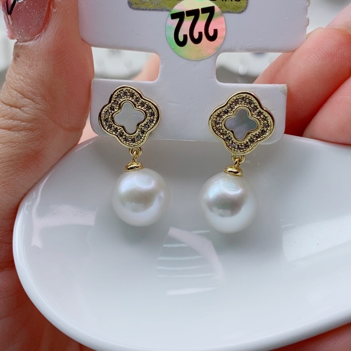 淡水珍珠耳饰银S925镶嵌