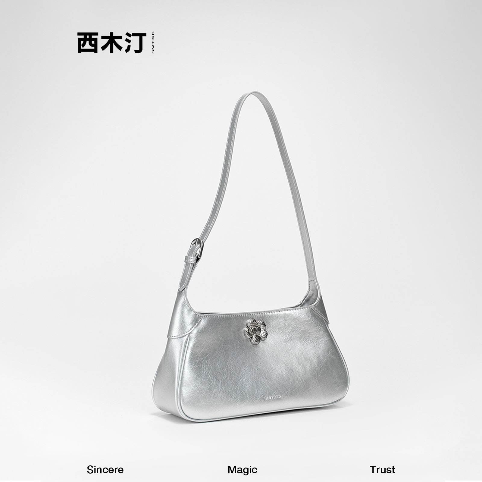 【西木汀】西多士 2025春季新款欧若风简约法棍包女士小众单肩经典
