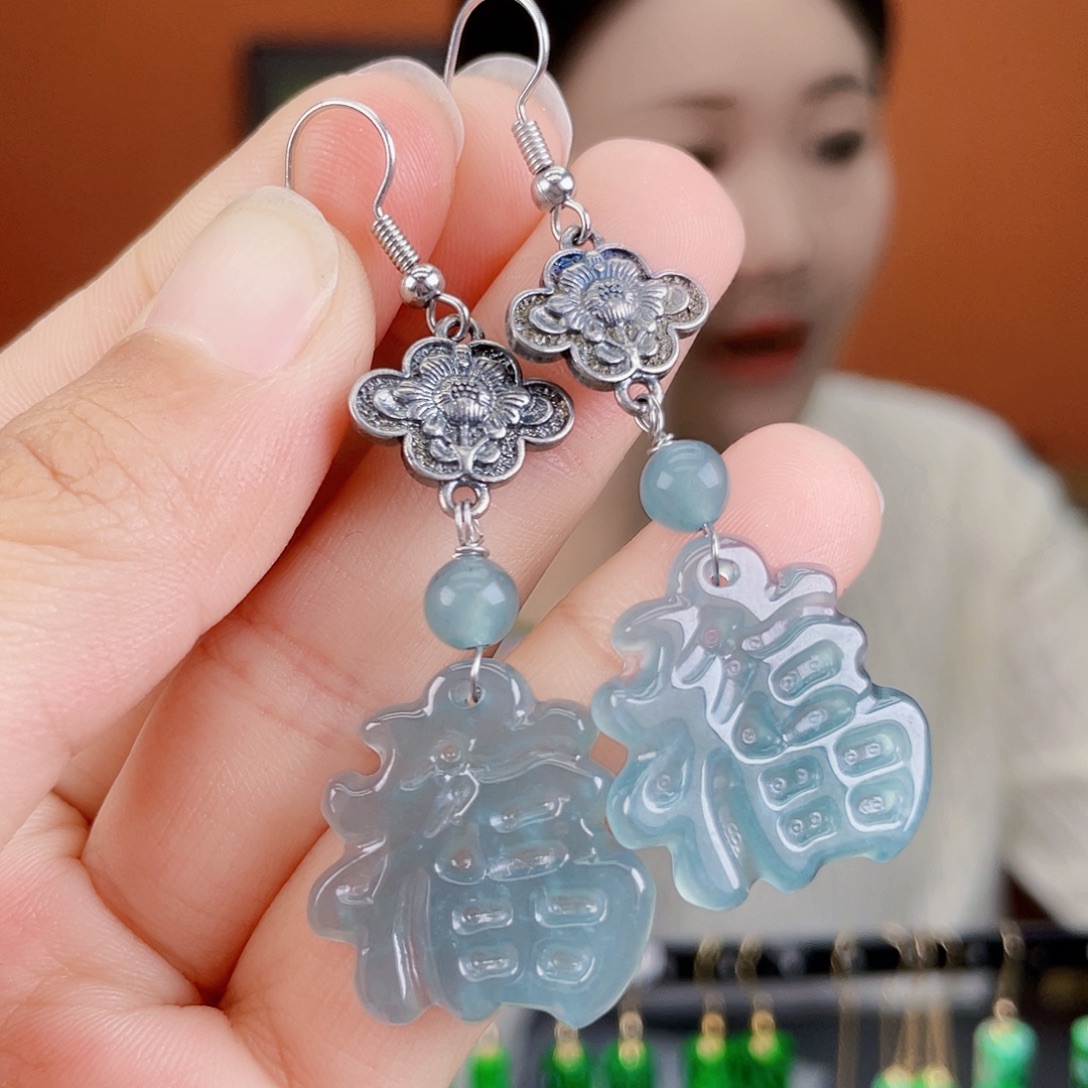 翡翠未镶嵌耳饰饰品