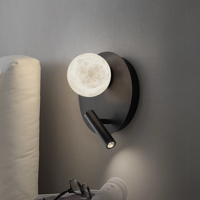 北欧后现代全铜客厅背景墙装饰壁灯天然云石卧室床头过道走廊壁灯