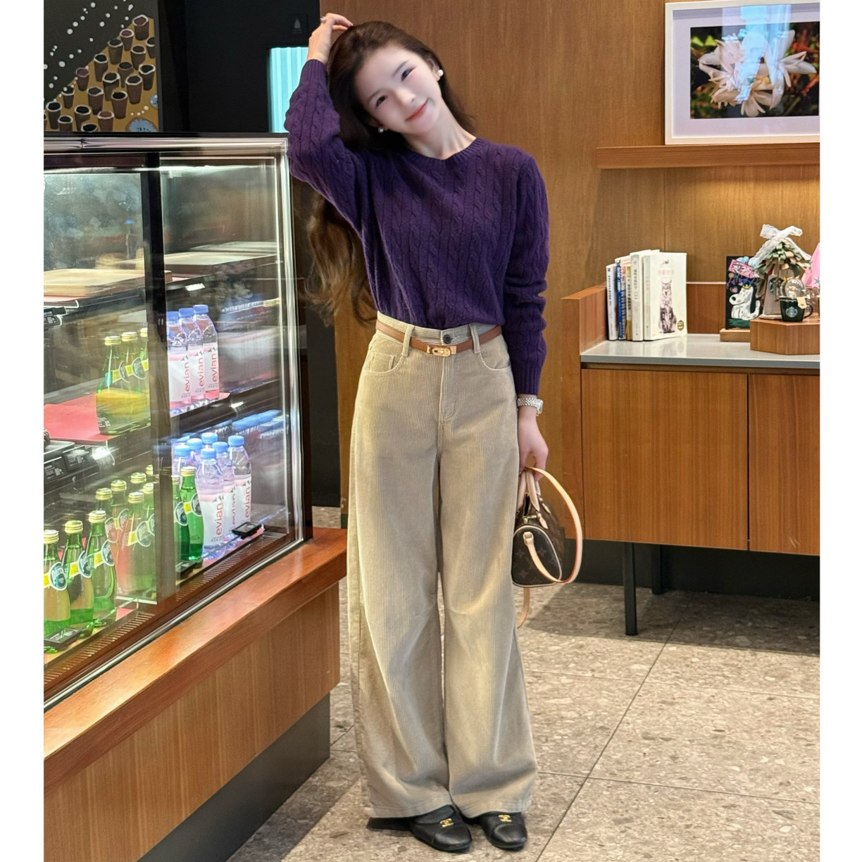 叮叮～落日余晖～立体裁剪直筒设计加厚精梳灯芯绒宽松显