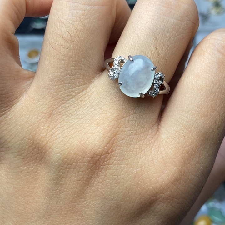 翡翠戒指银S925镶嵌戒指