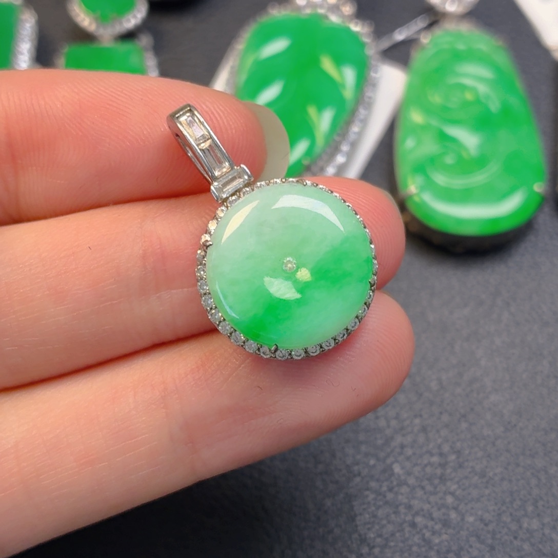 翡翠银S925镶嵌吊坠(不含链)