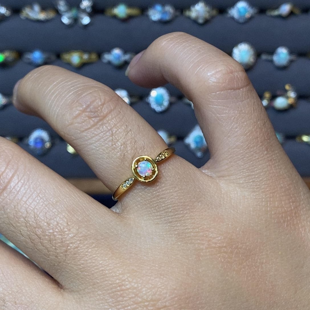 欧泊珠宝奇石银S925镶嵌戒指