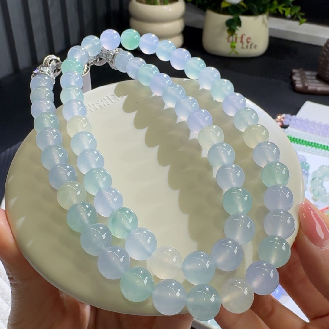 未镶嵌手链翡翠高冰梦幻马卡龙长串10mm