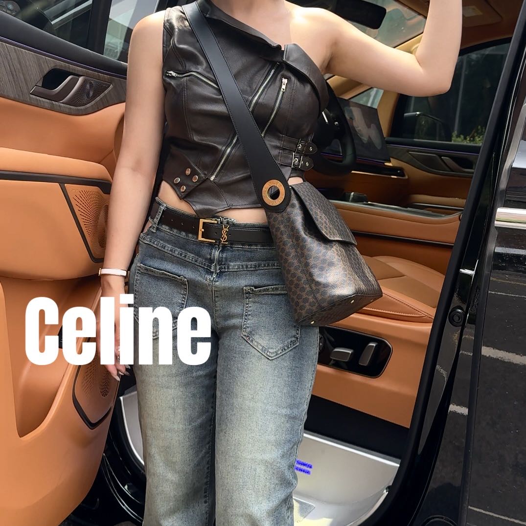 修复品618780/Celine /思琳黑金甜甜圈翻盖牛角包配皮换新