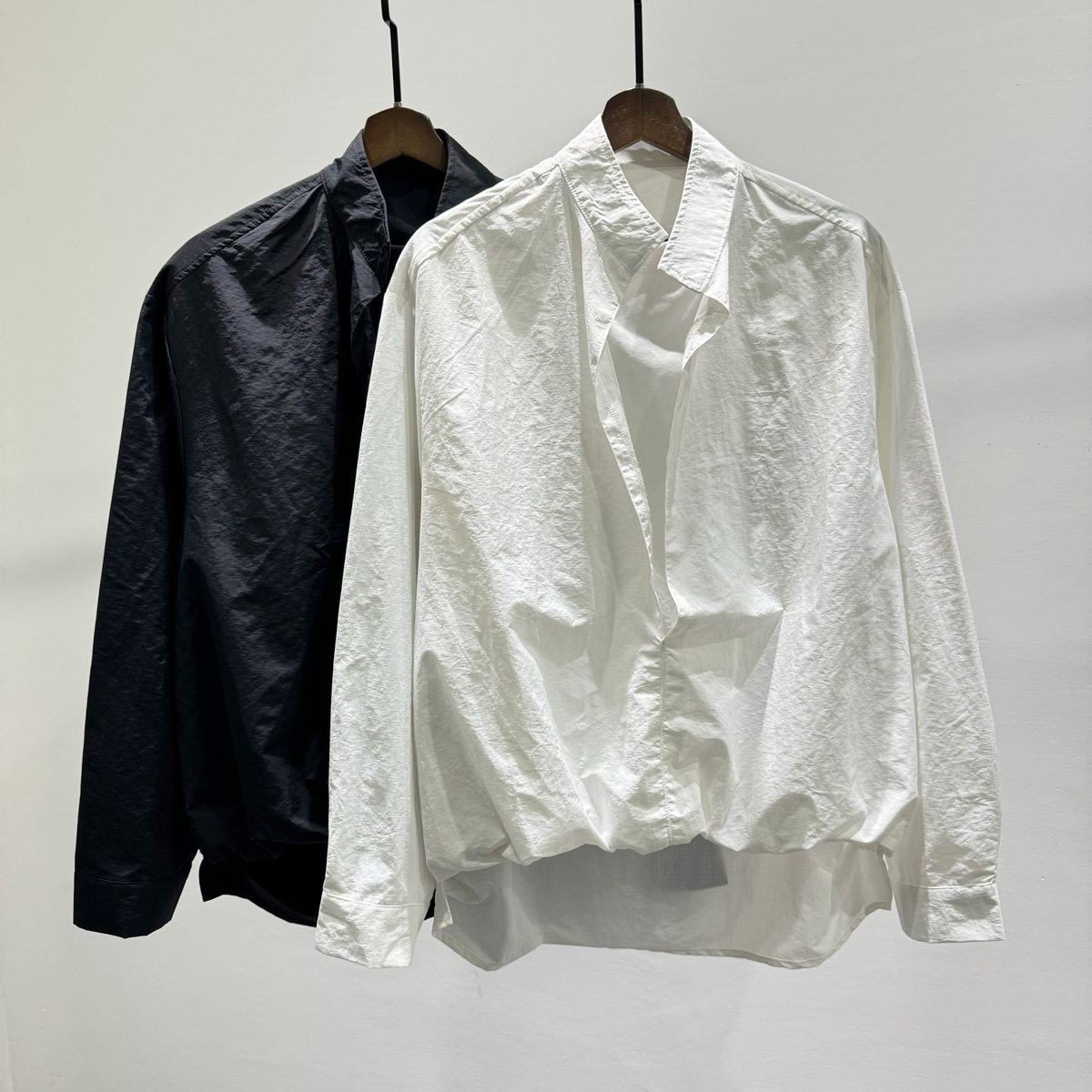 时尚小众设计感拼接假两件长袖衬衫男士潮牌宽松休闲秋季套头上衣