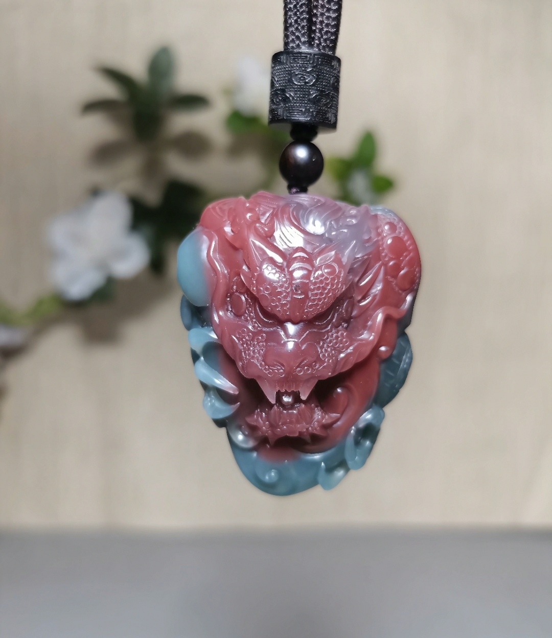 龙行天下·纯天然秦紫玉紫绿玛瑙俏色精品挂件纯手工精雕