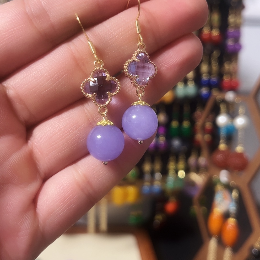 锆石纯铜925银耳饰