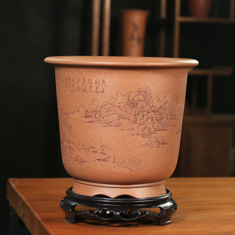 精品兰花盆紫砂花盆特大号吊兰花盆简约室内复古中国风陶瓷花盆