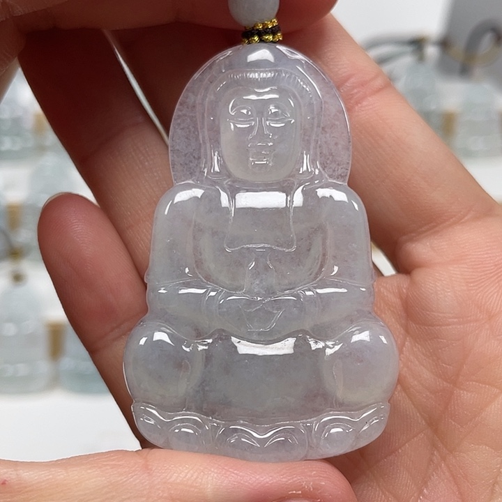 翡翠未镶嵌颈饰天然缅甸翡翠A货观音75号