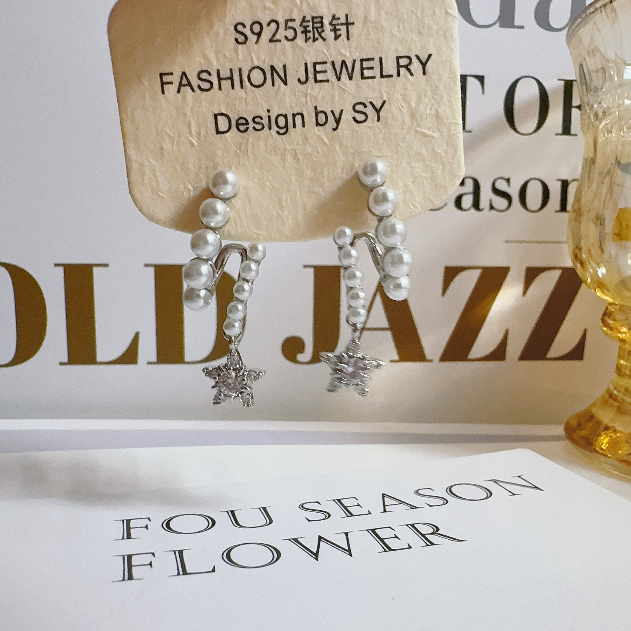 铜合金仿珍珠耳饰 4330 流星甜梦耳环