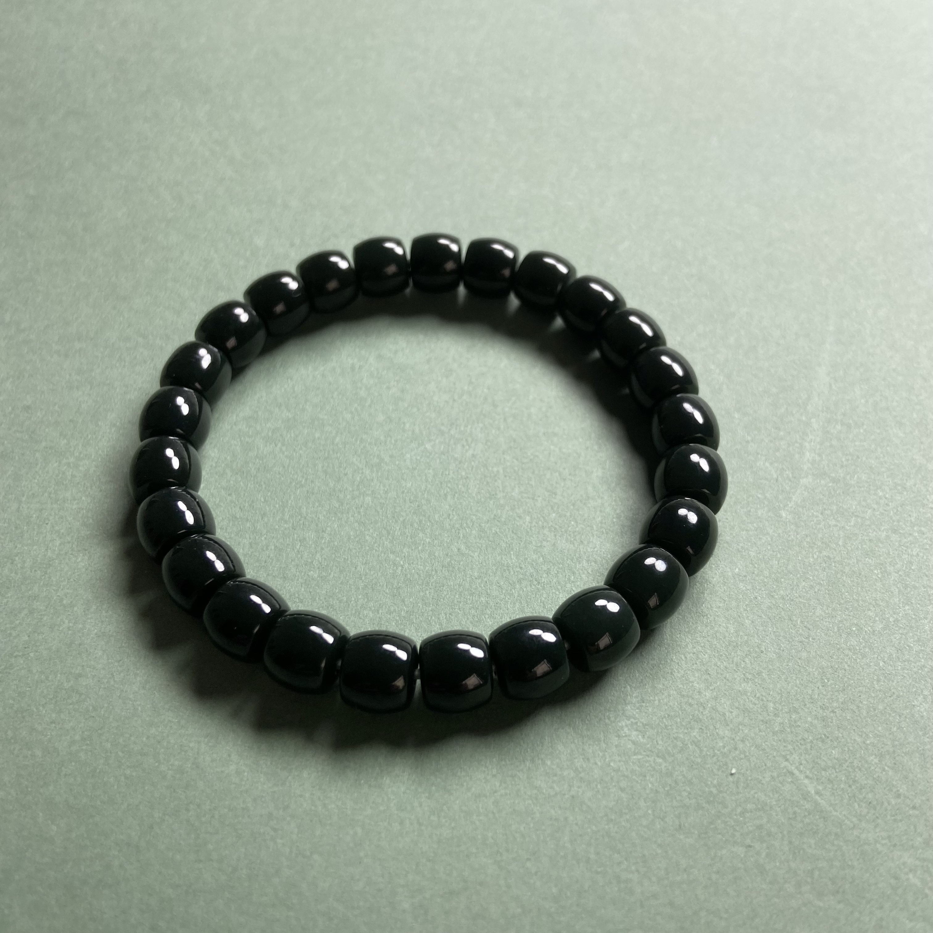 黑青手串直切设计文玩单圈男女百搭款7*8时尚素圈简约精美手工