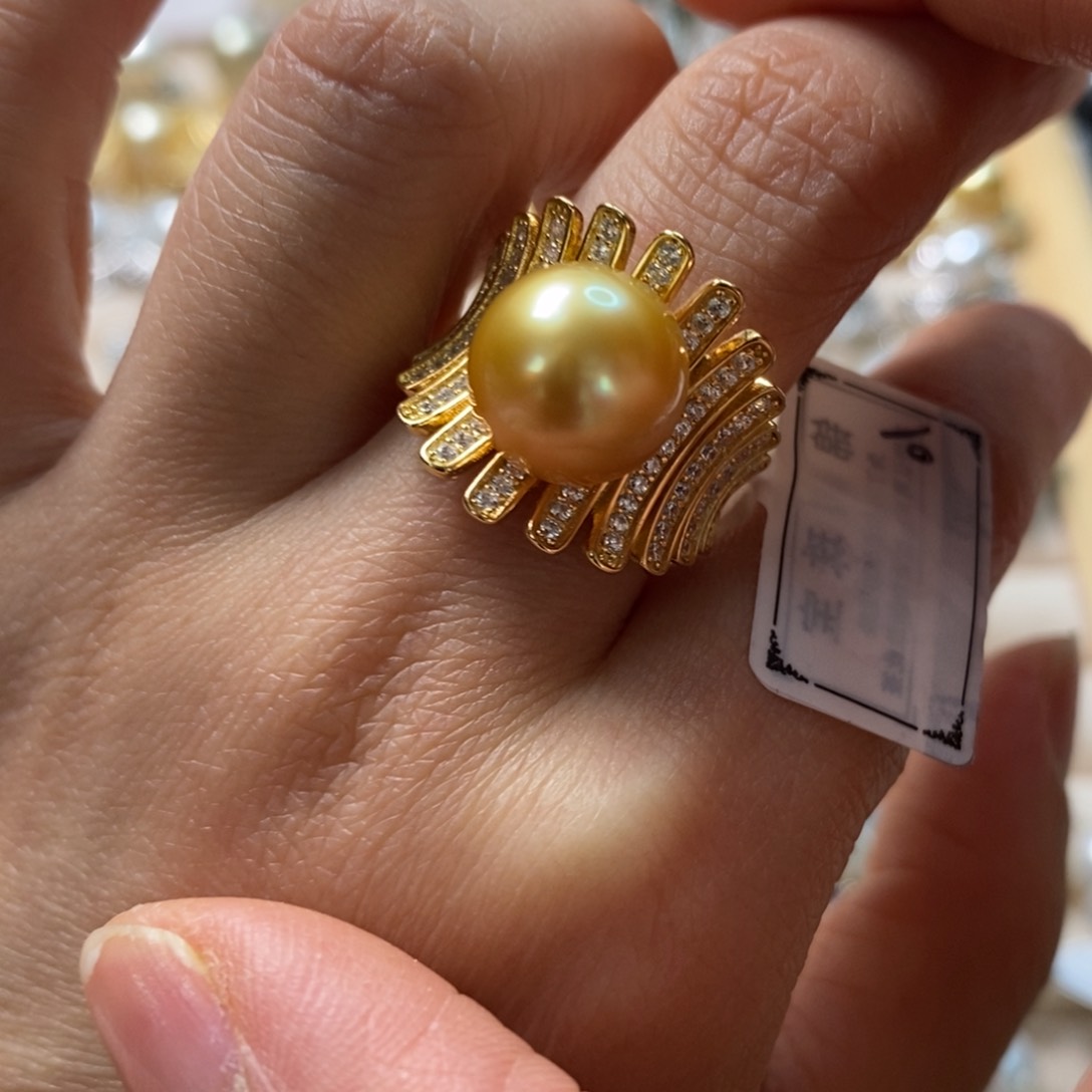 海水珍珠戒圈银S925镶嵌