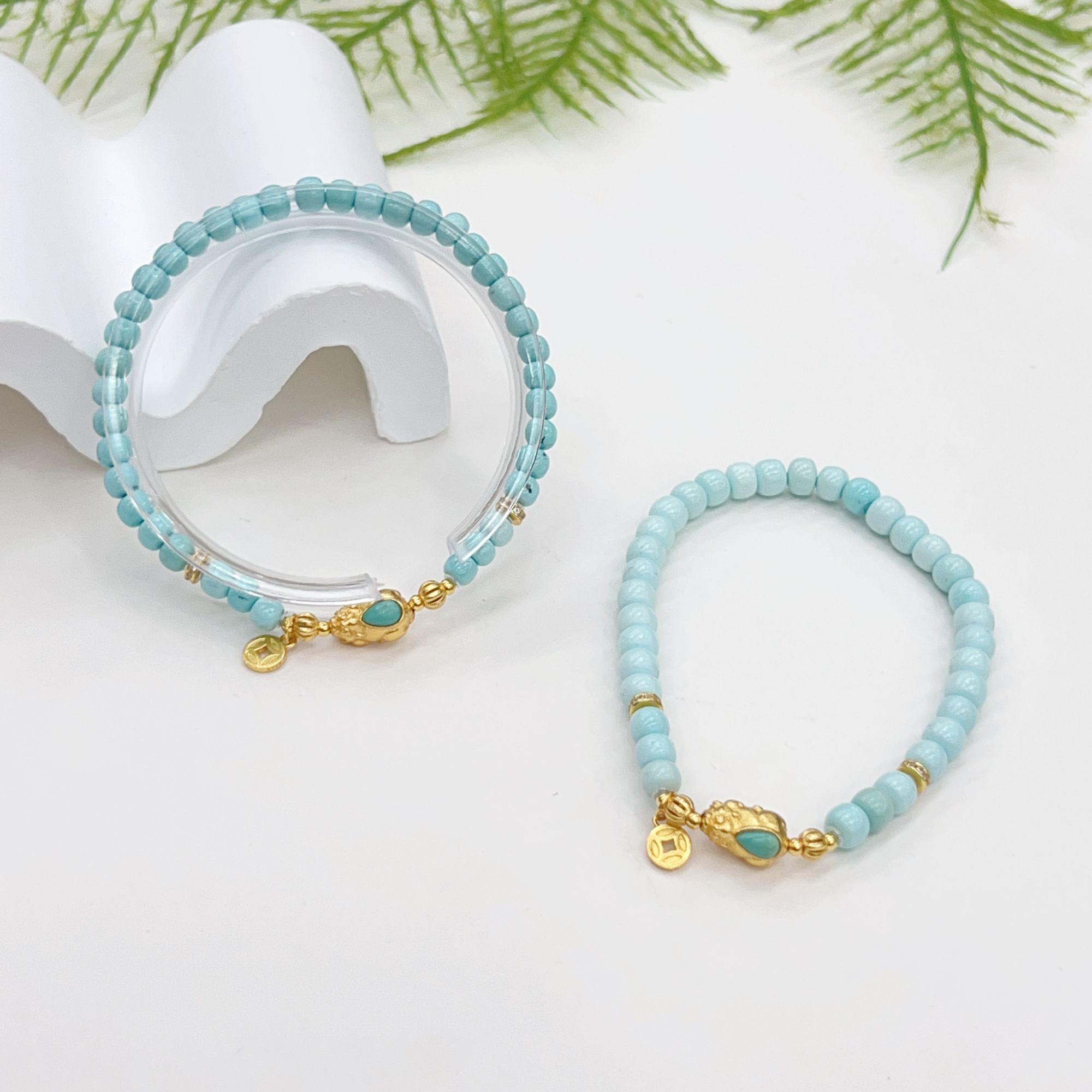 【小宝珠宝】13 S14382-绿松石DIY手串-多样性发一件-4mm